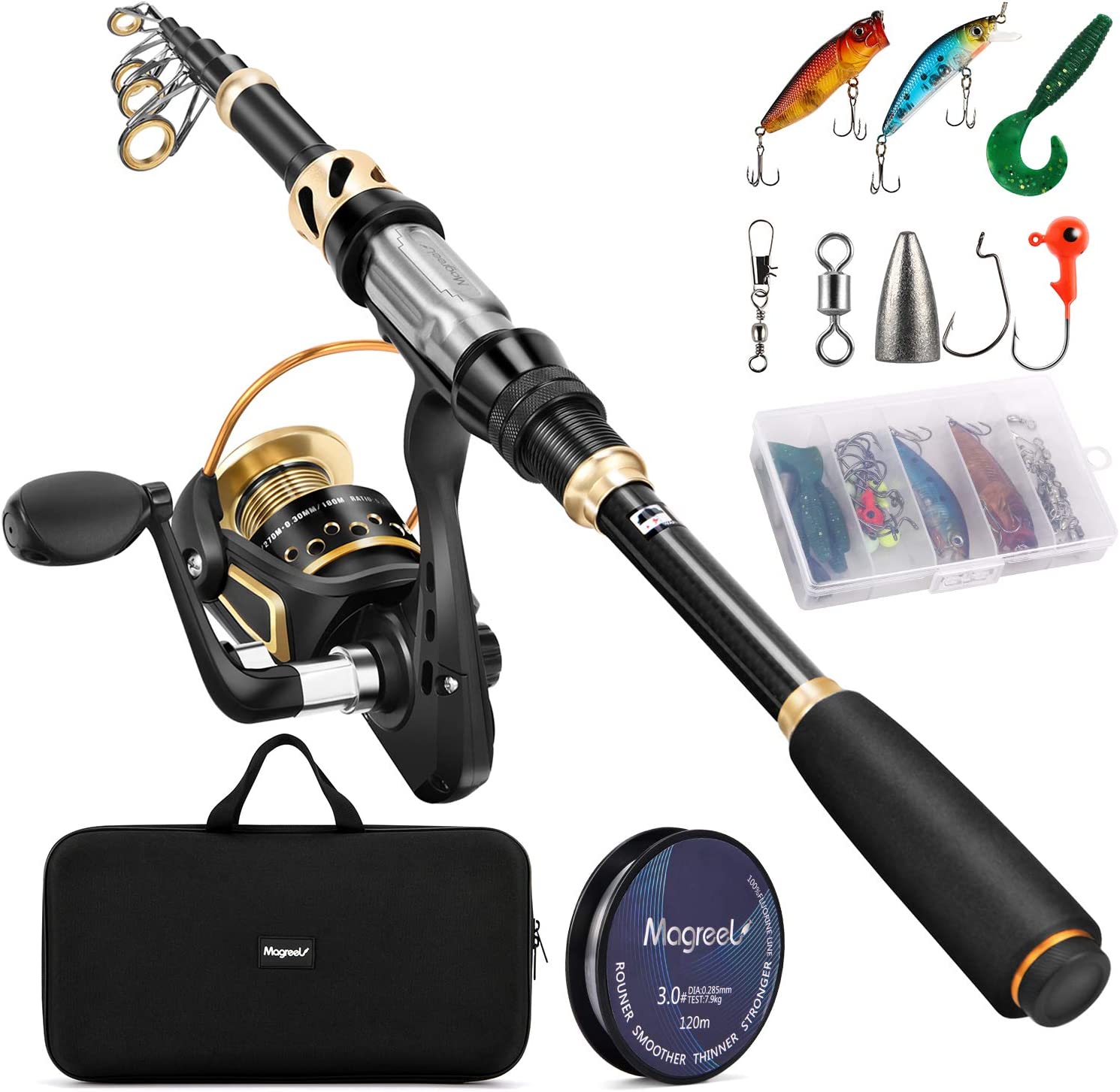 Telescopic Fishing Rod and Reel Combo Durable Carbon Fishing Pole