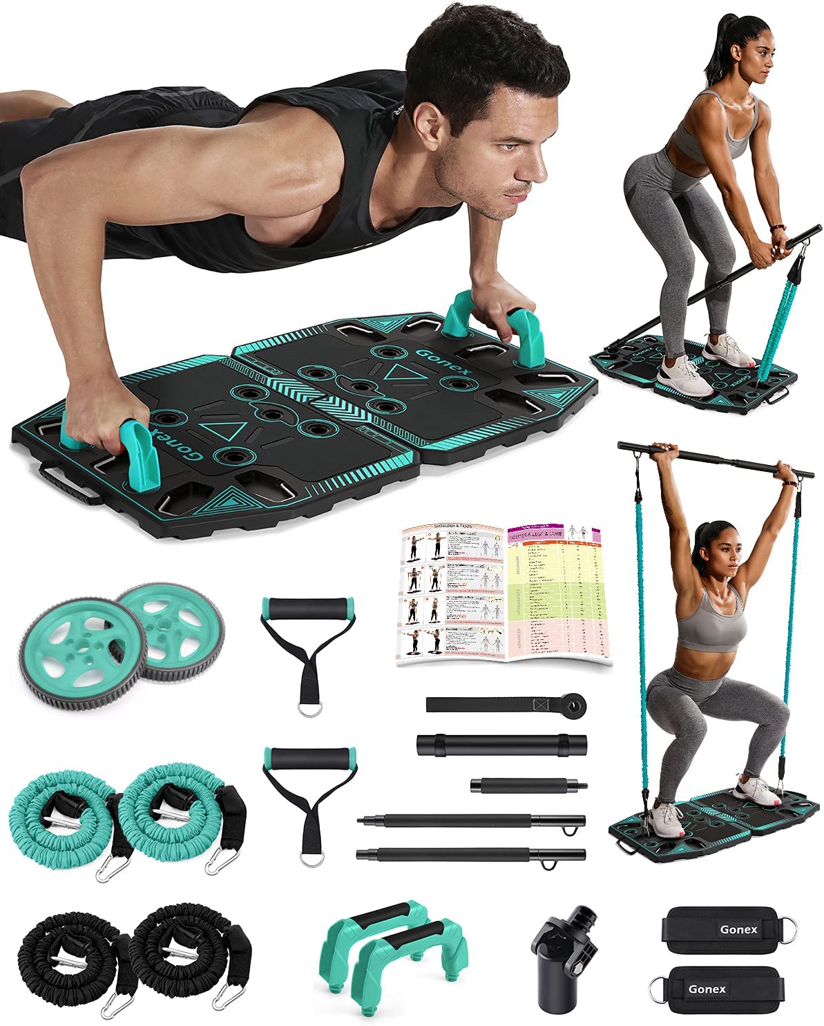 Home Gym Exercise Equipment - Portable Workout System 17 Fitness Accessories  9 I