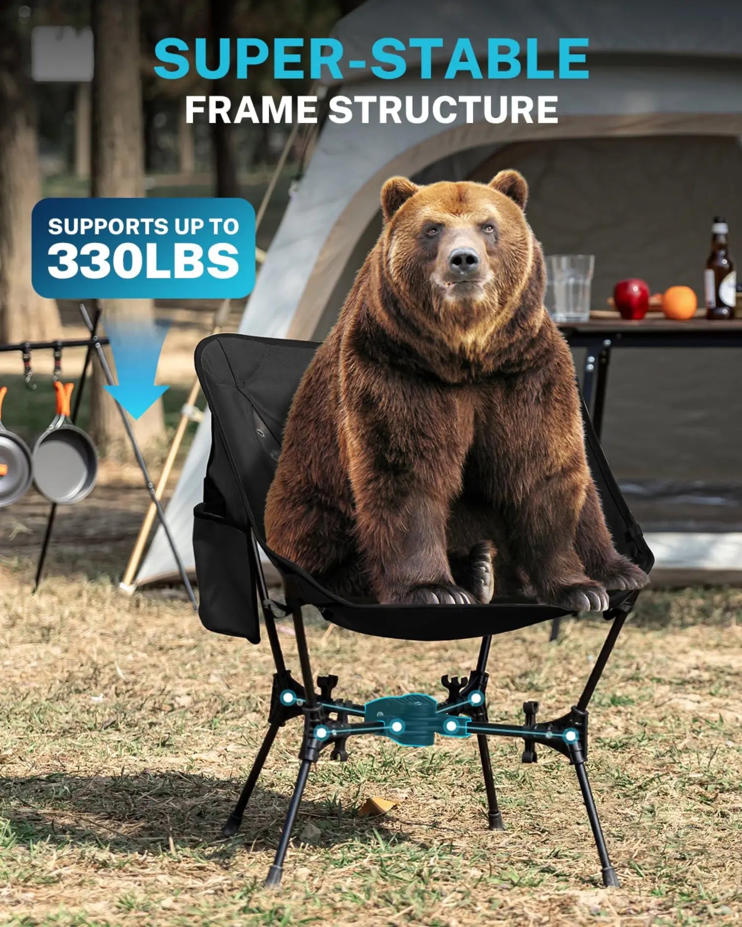 Super stable frame structure collapsible chair