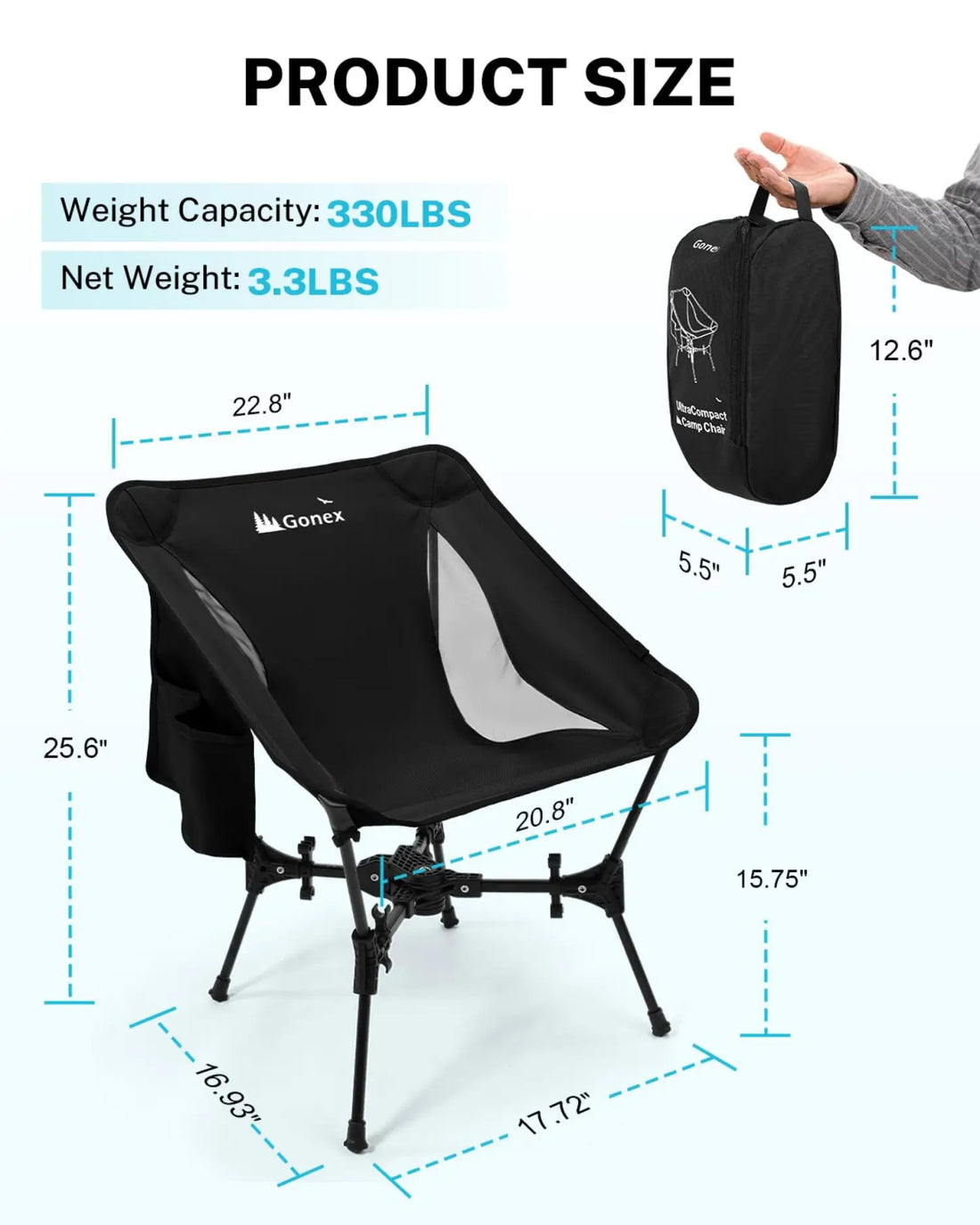 Gonex lawn chair size