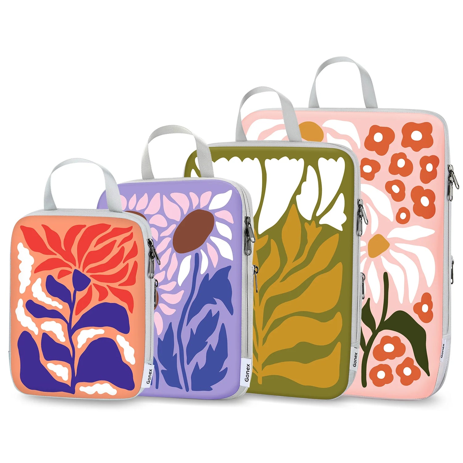 floral artistic pattern packing cubes set