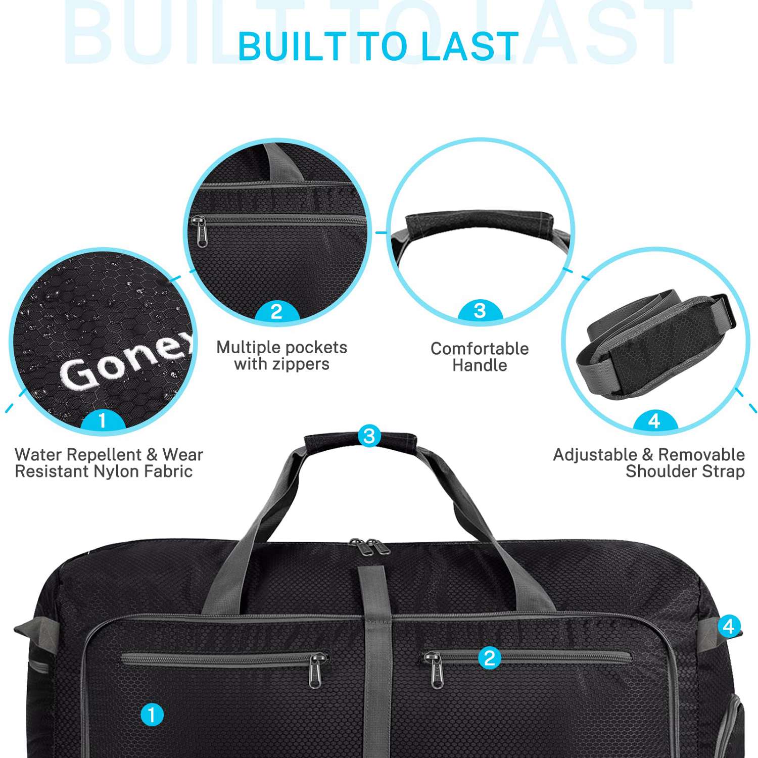 Gonex 80l packable 2024 travel duffle bag