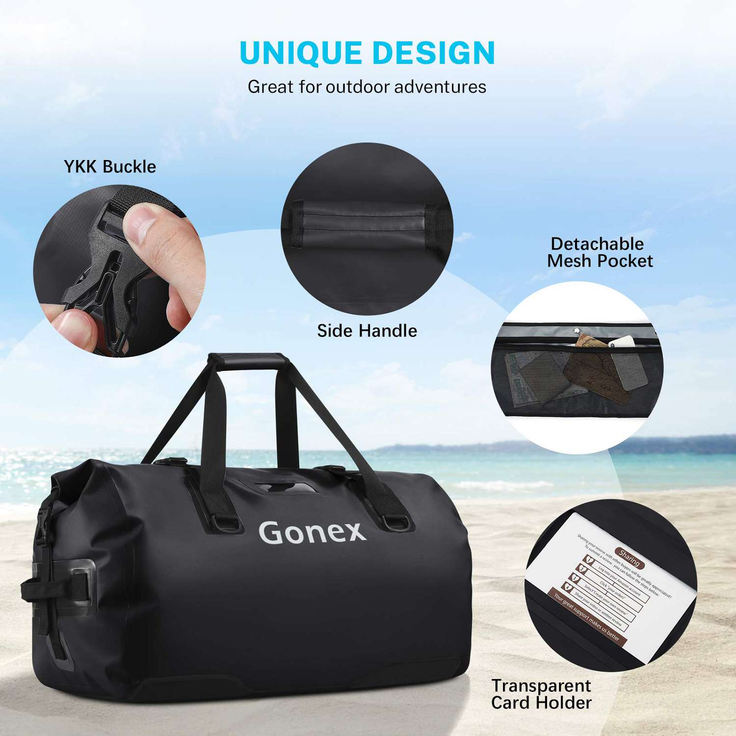 Gonex 80L extragroBe wasserdichte Reisetasche zum Kajakfahren