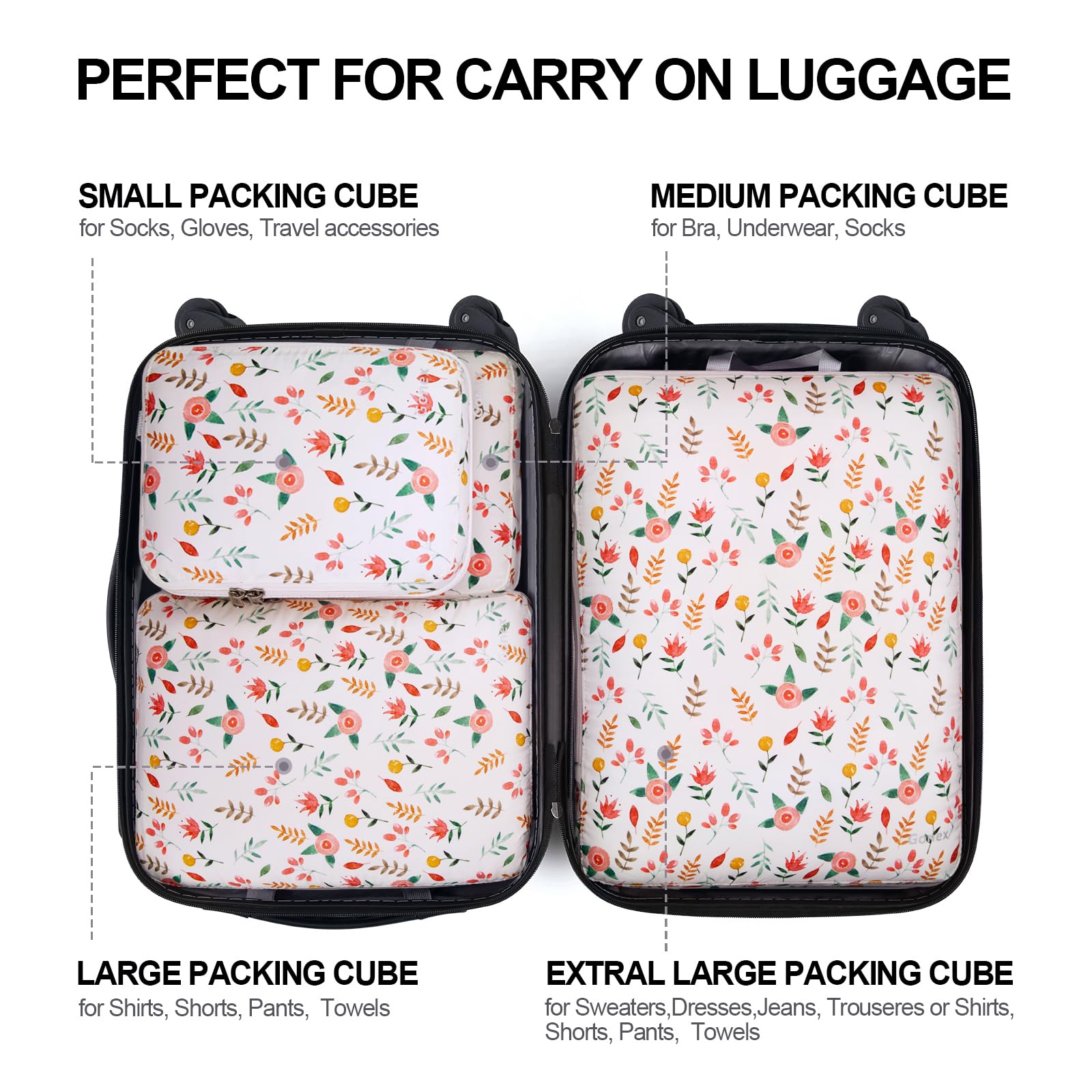 Extra Large Compression Packing Cubes for Travel-Extra Packaging Cube  Luggage Organizers 7 Piece Set-Ultralight, Expandable/Compression Bags  Clothes