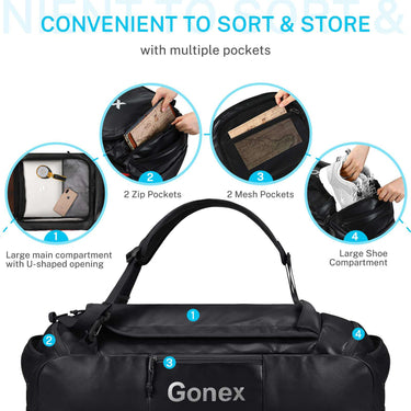 Gonex 60L Weekender Bag | Water Repellent Duffel Bag Backpack
