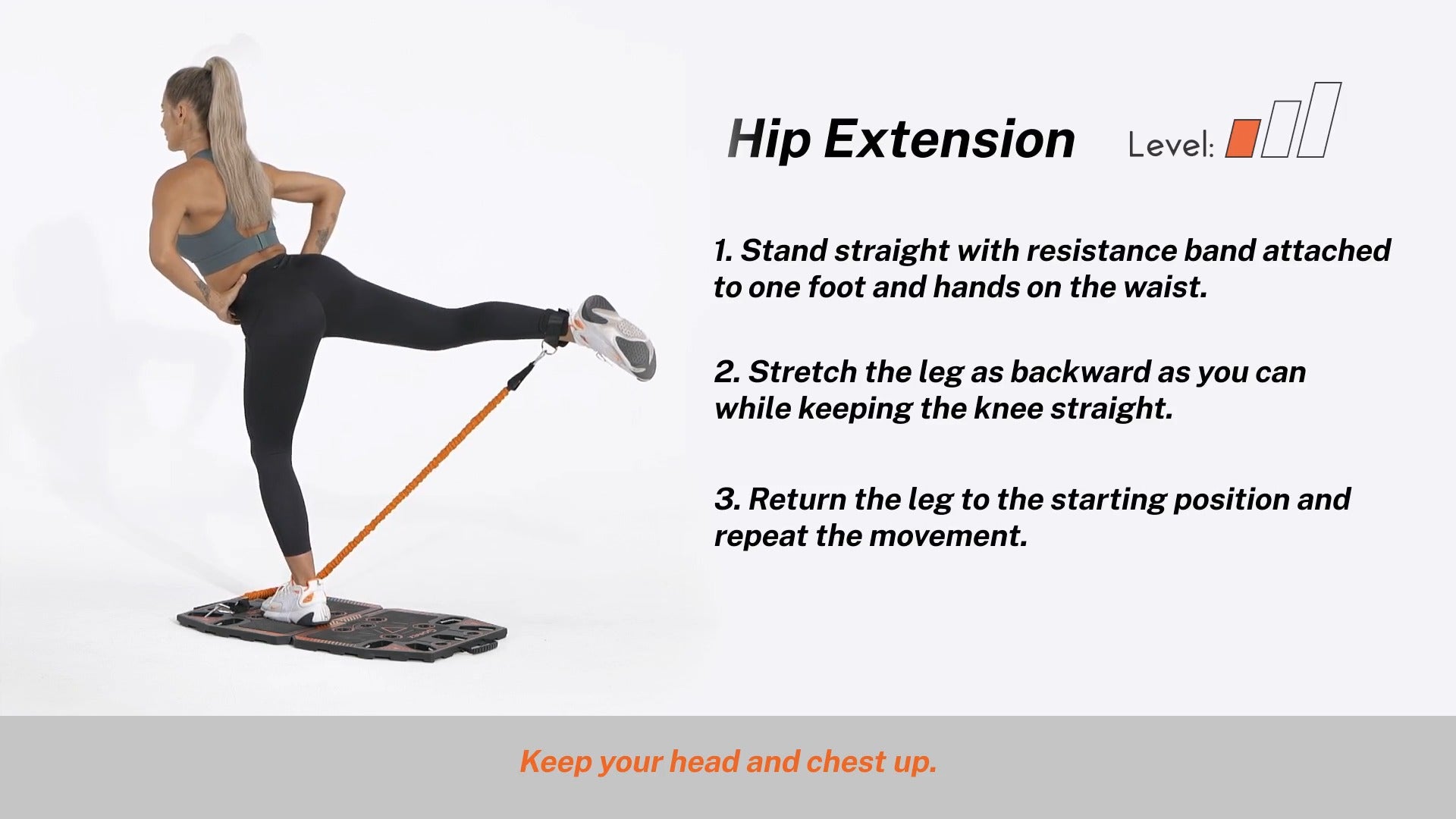 Hip exercise - hip extension with band 
