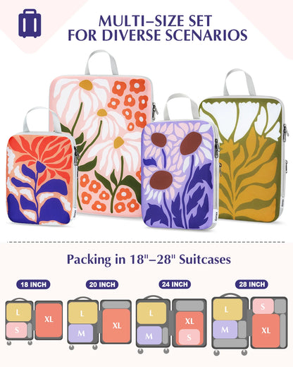 floral pattern packing cubes set