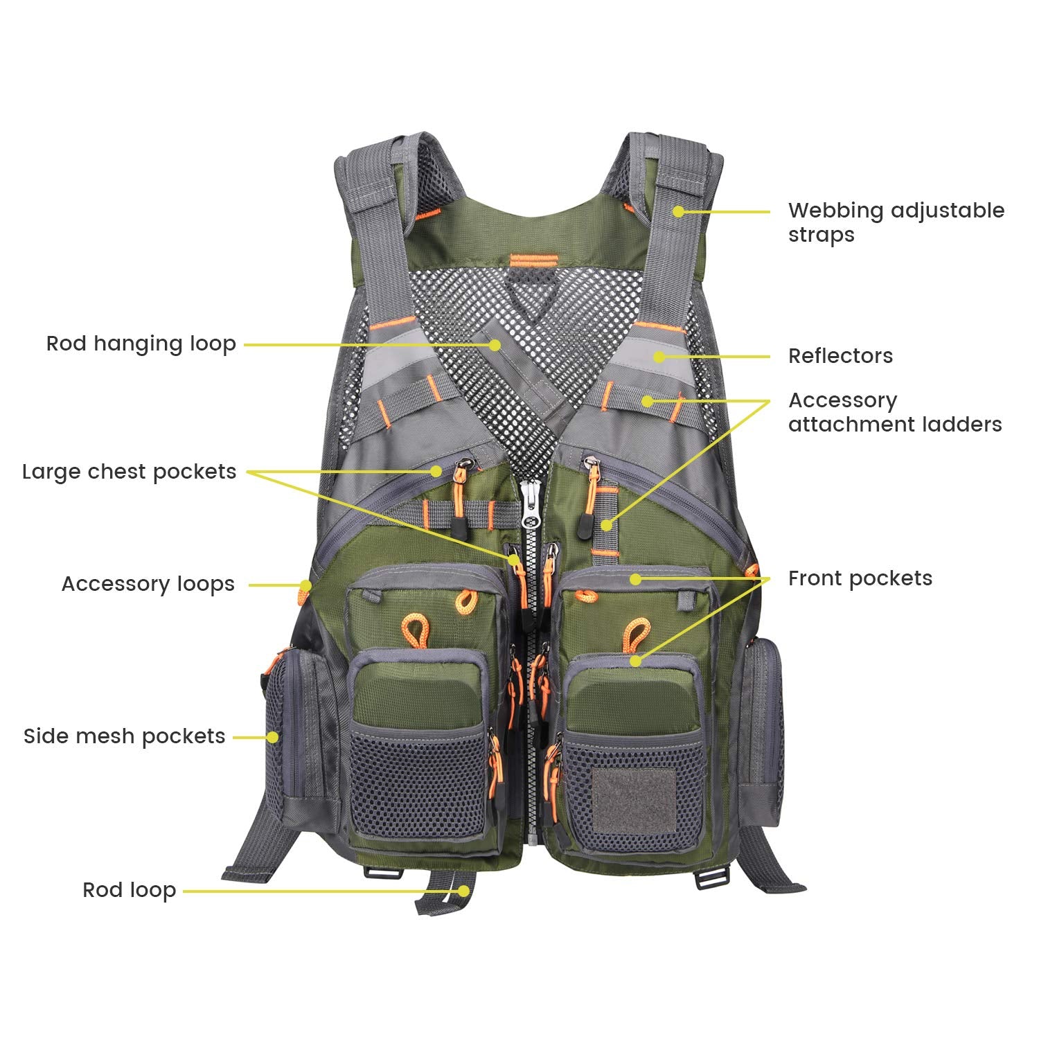 Gonex Fly Fishing Vest  Mesh Fishing Vest with Pockets