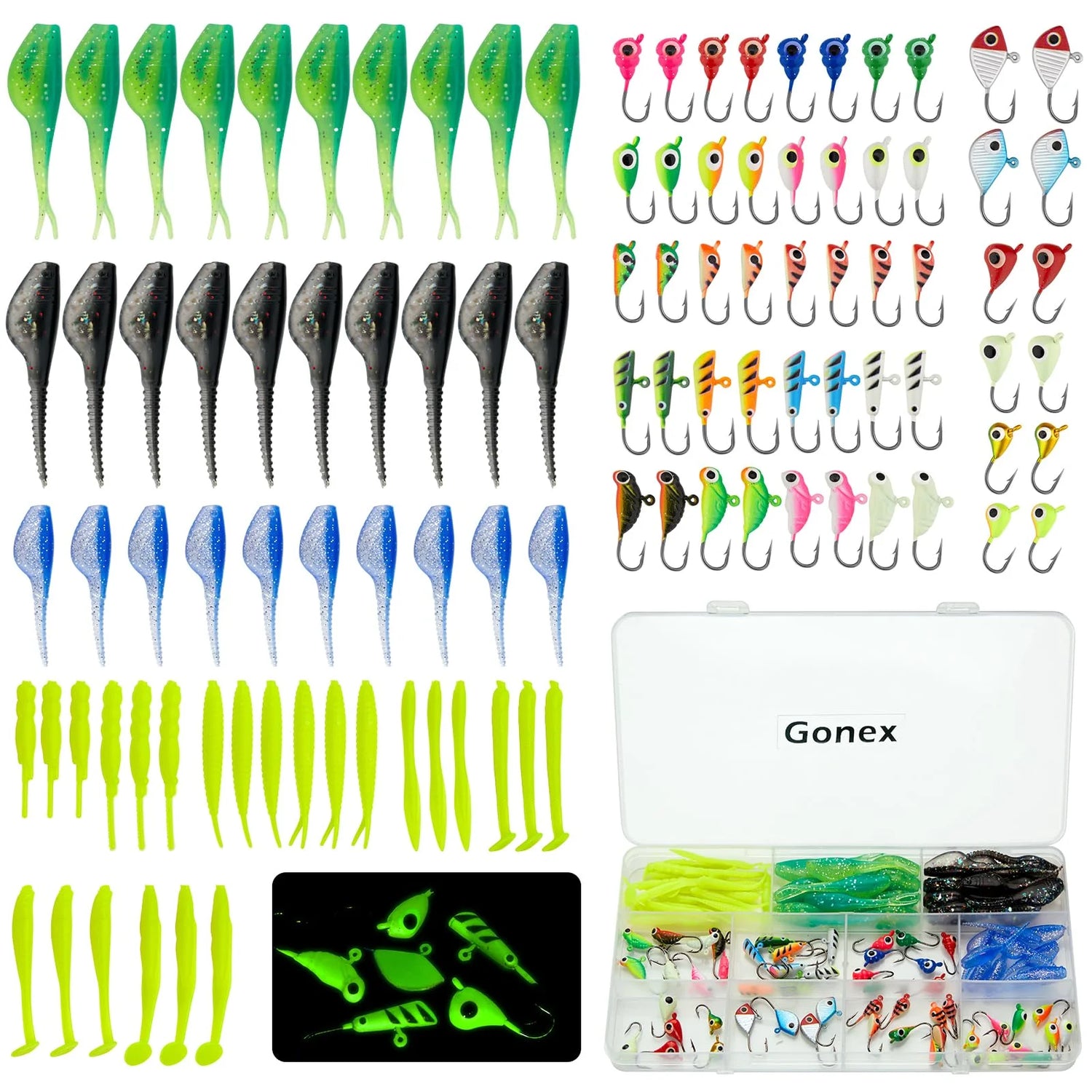 Kit de anzuelos para pesca en hielo Gonex, 106 piezas