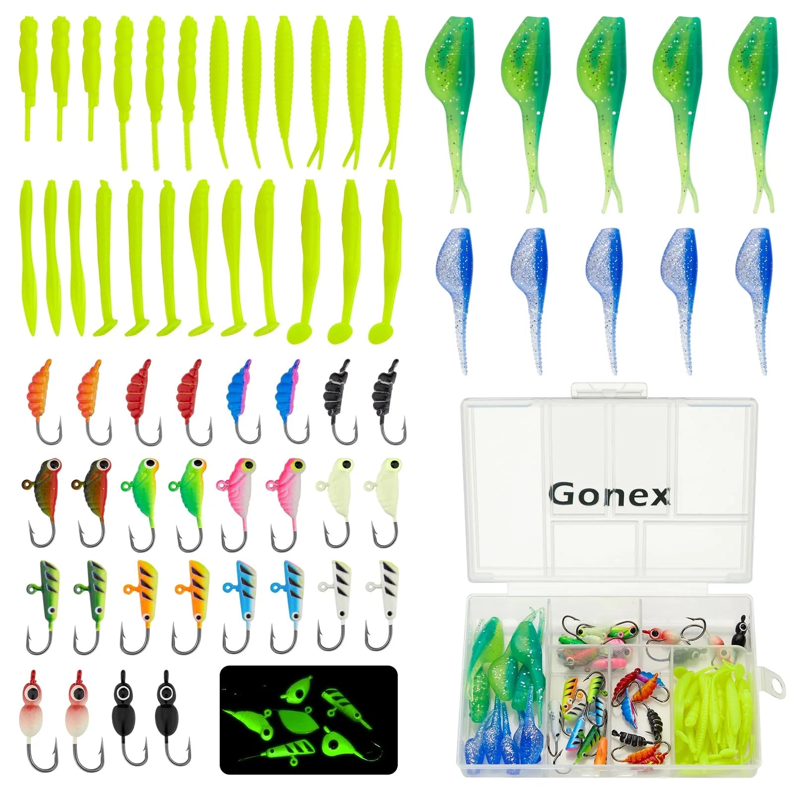 Kit de anzuelos para pesca en hielo Gonex, 62 piezas