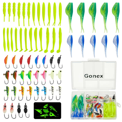 Kit de anzuelos para pesca en hielo Gonex, 62 piezas