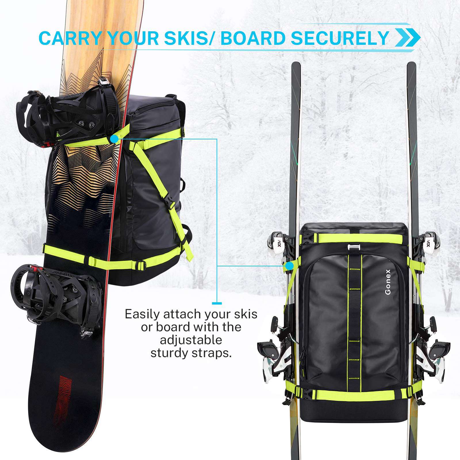 Skateboard Backpack Strap Snowboard Carrier Adjustable Backpack