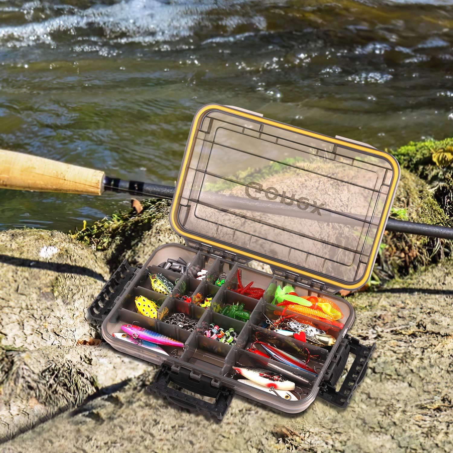 Small format fishing bag with tackle boxes