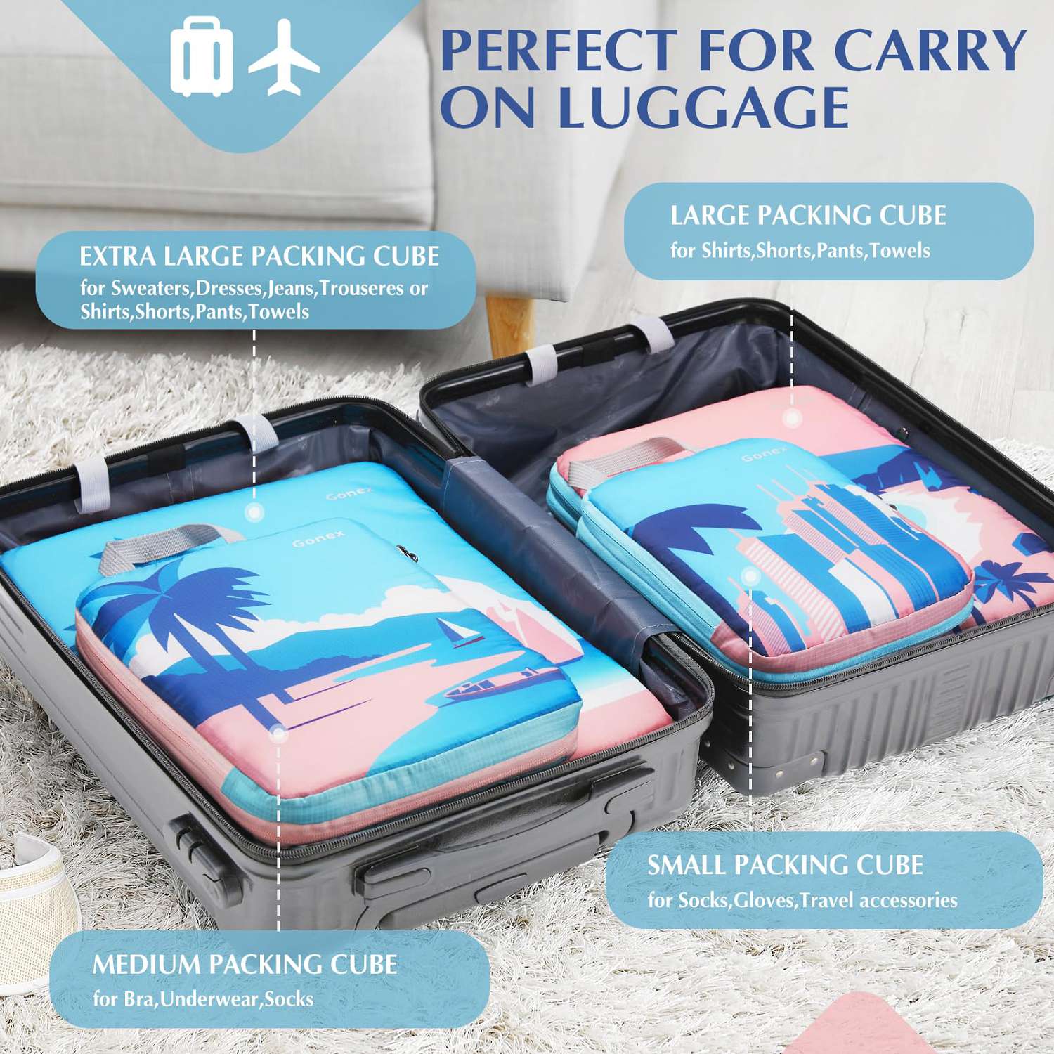 Beach Compression Packing Cubes