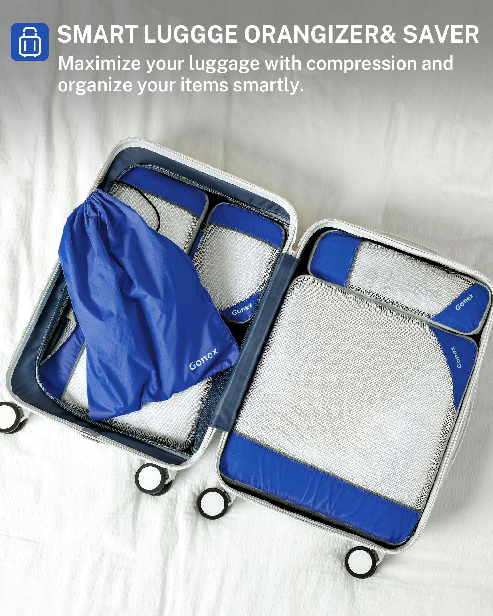 Gonex Compression Packing Cubes Extensible Storage Mesh Organizers