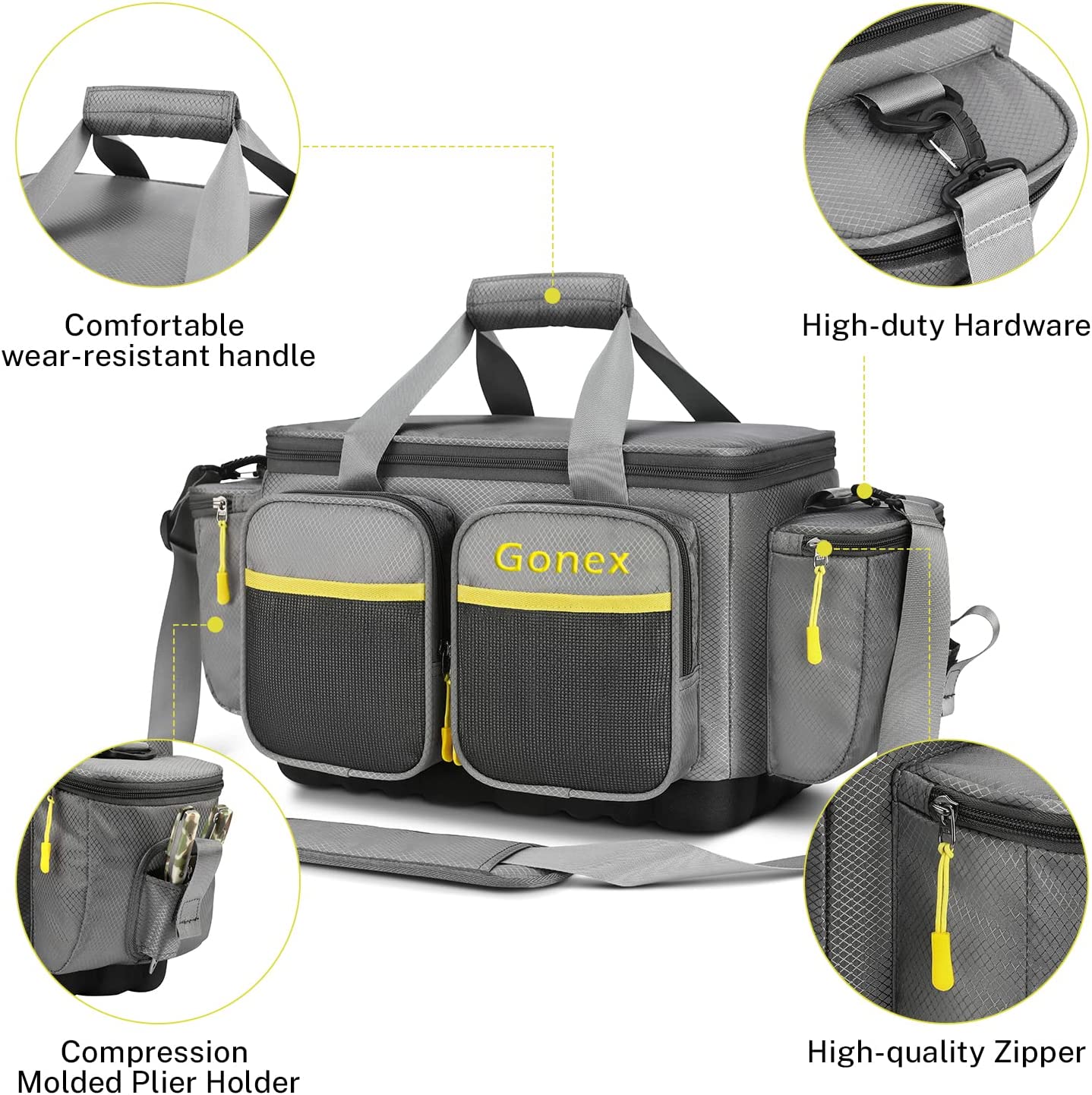 Gonex Fishing Tackle Bag, 1000D Water-Resistant Polyester Material