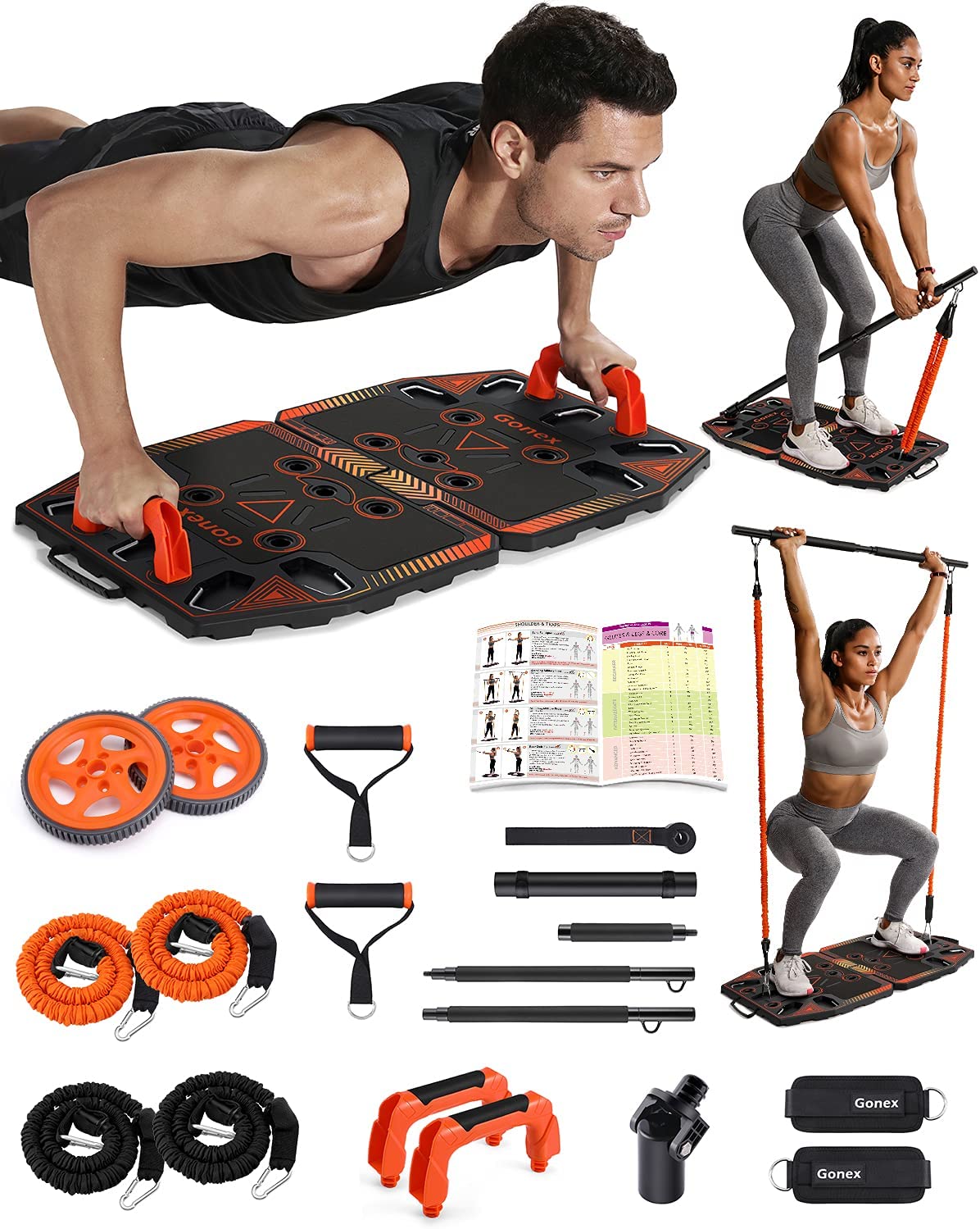 Portable Home Gym, Workout Equipment with 20 Accessories Including Fitness  Board,Resistance Bands and More, Full Body Strength Training Workout  System, Suitable for Training Muscle and Burning Fat, Pushup Stands -   Canada