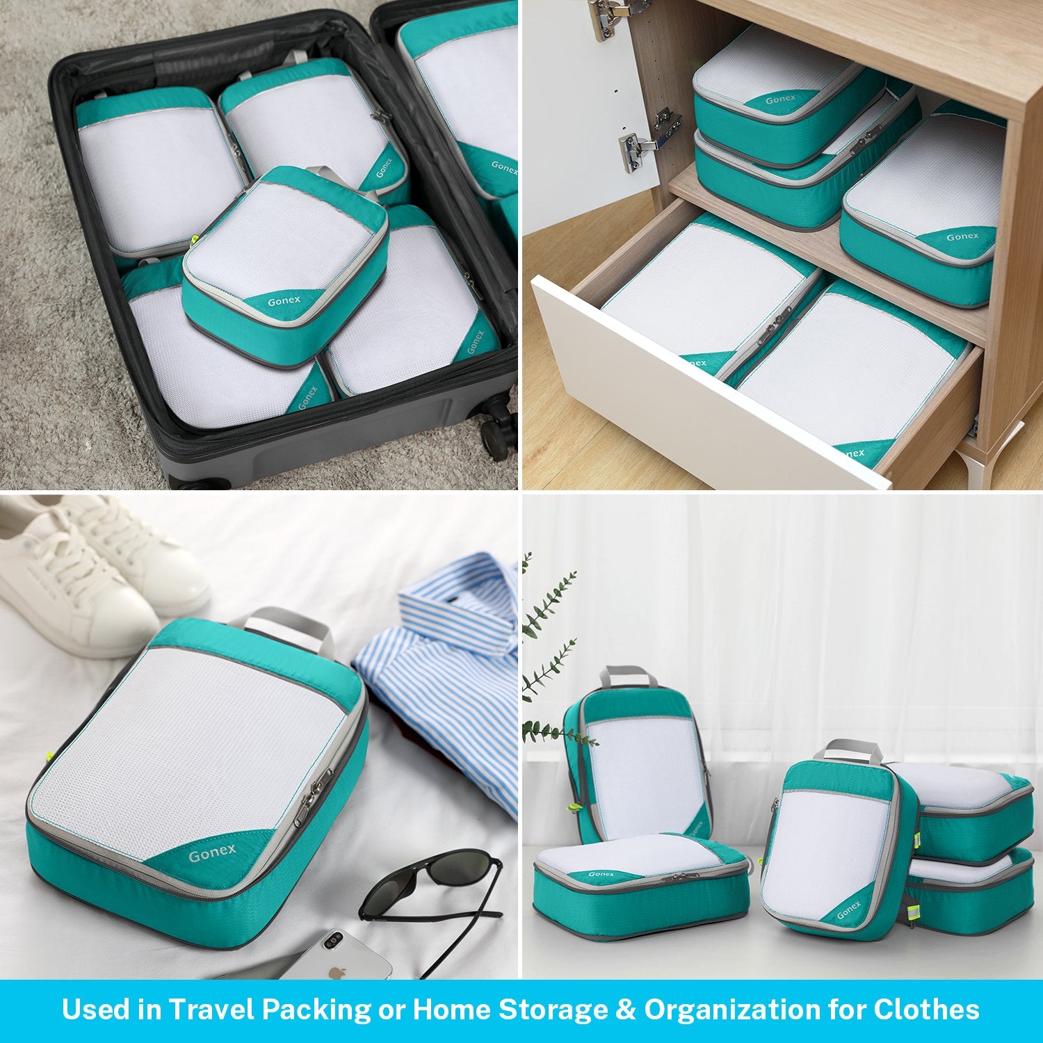 Gonex Compression Packing Cubes  Extensible Storage Mesh Organizers